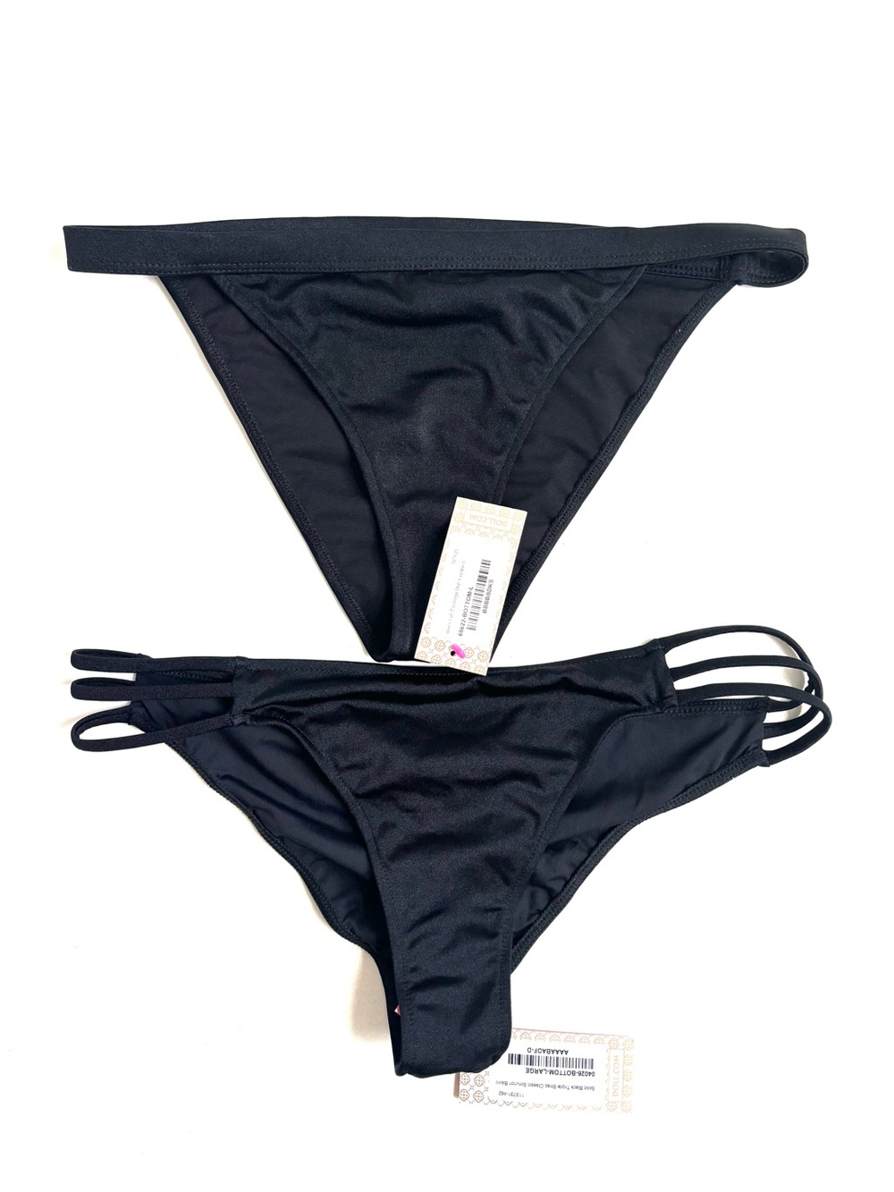 Doll Swim Bikini Bottom Triple Strap Classic Scrunch Full Coverage Mid-Rise Band